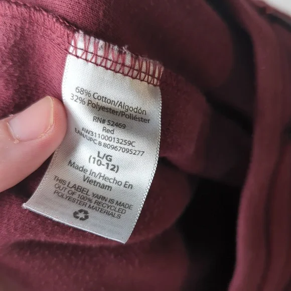 Athletic works cozy joggers sweats boys 10-12 maroon - Picture 8 of 8